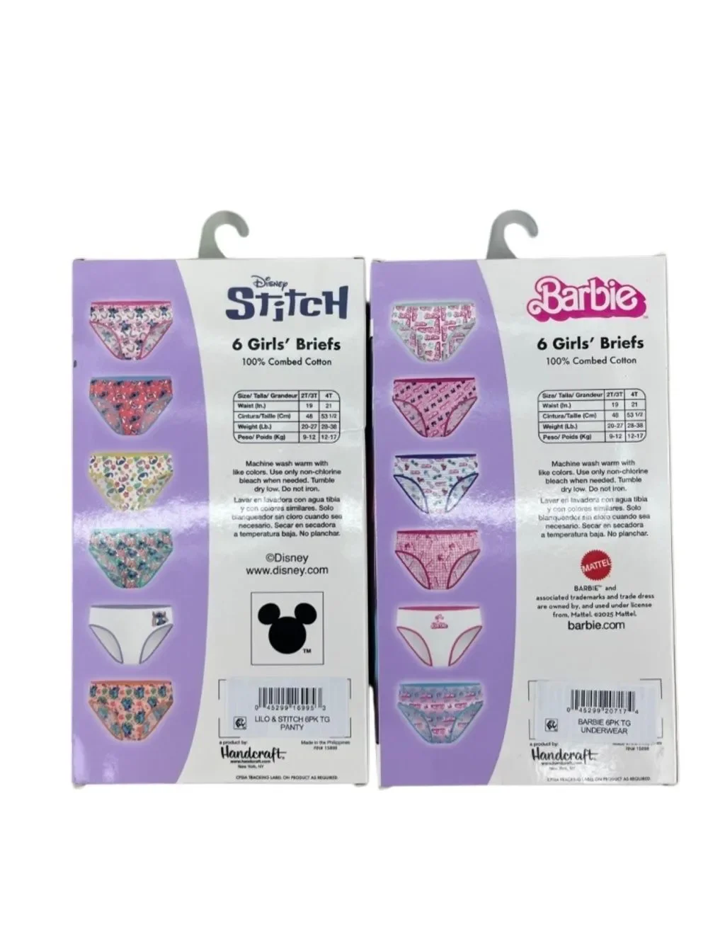 Toddler Cotton Stitch & Barbie Character Briefs Underwear 2, 6-Packs 4T